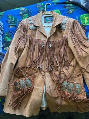 Vintage Western Fringe Suede Jacket - Brown